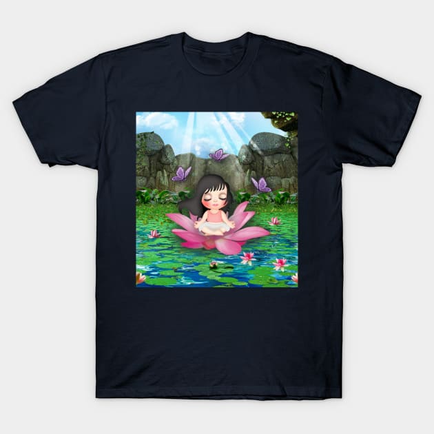 Girl on lotus flower T-Shirt by Paciana Peroni